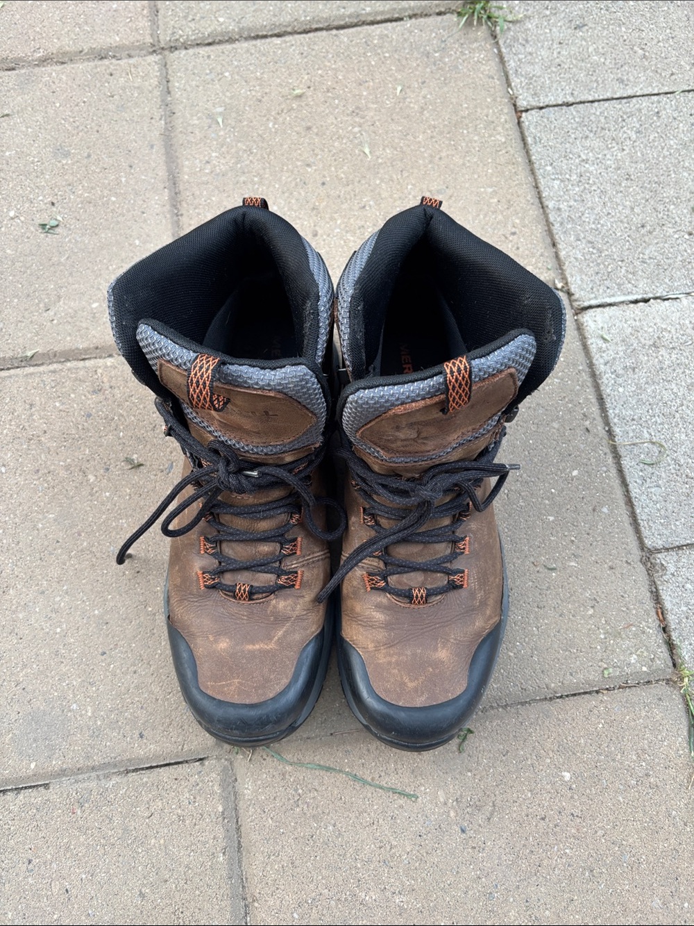 Merrell Brown and Black Waterproof Leather Hiking Boots - Picture 2 of 8